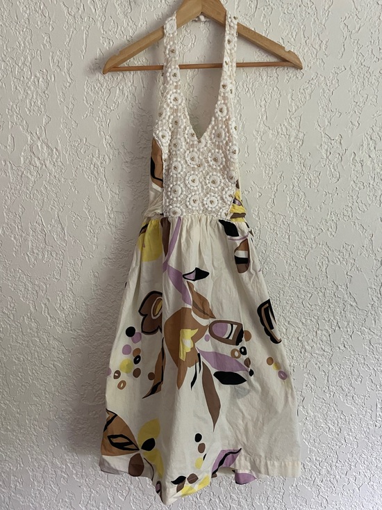 jonathan martin Dresses & Skirts - Jonathan Martin RARE Vintage Y2K Cotton Floral Crochet Halter Dress - 10